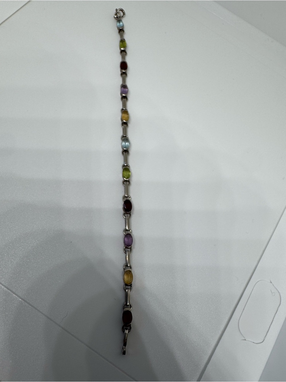 925 Sterling Silver Multi Gemstone Bracelet Topaz Garnet Amethyst 7.25" 8.2g - Picture 11 of 17
